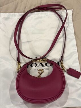 Coach Jonie Crescent Crossbody Bag in Berry Red with Gold Hardware